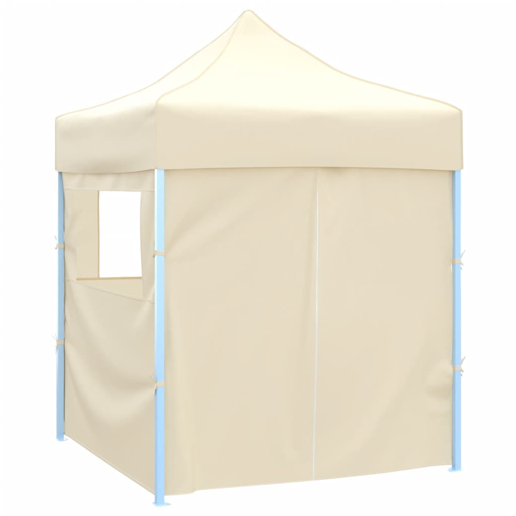 Professional Party Tent Foldable with 4 Side Walls 2×2m Steel Cream