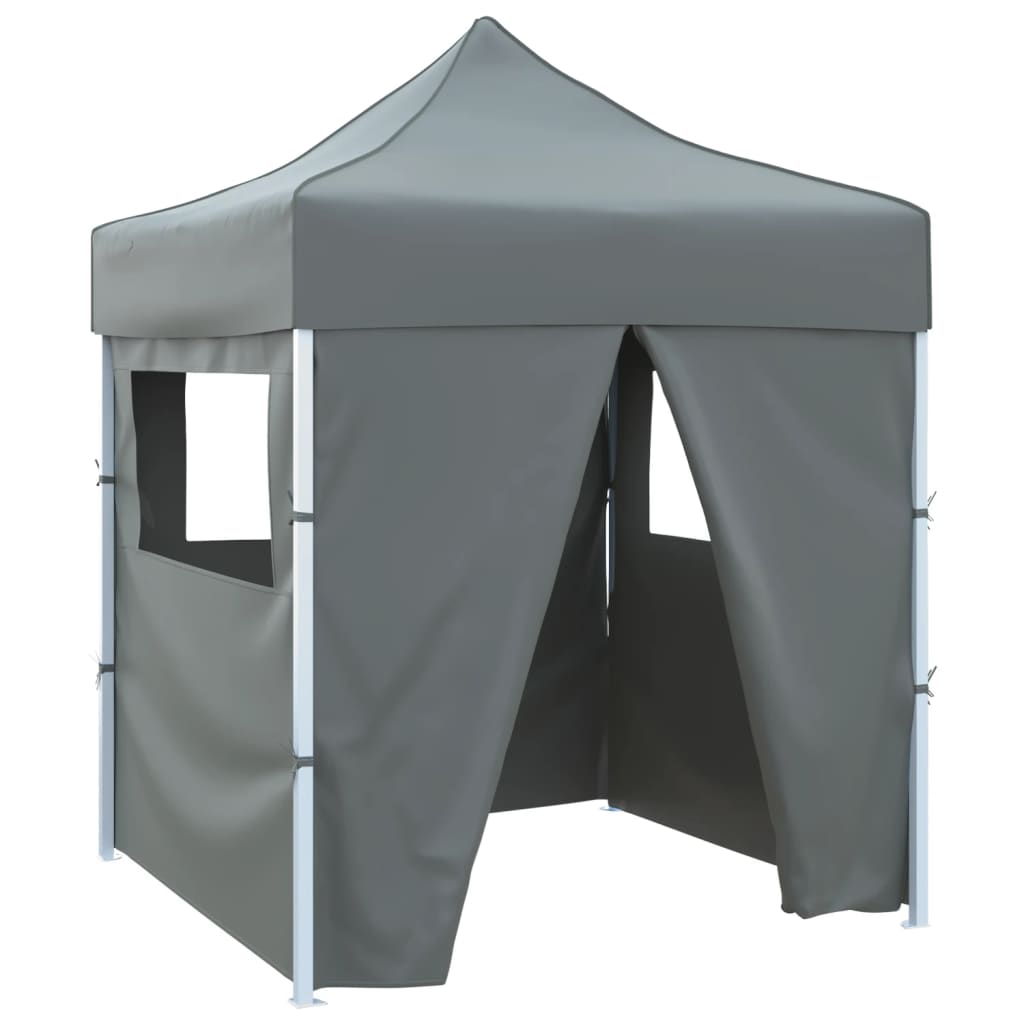 Professional Party Tent Foldable with 4 Side Walls 2×2m Steel Anthracite