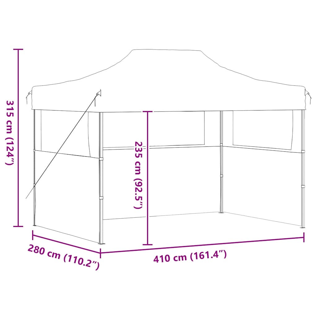 Professional Party Tent Foldable with 3 Side Walls 3×4m Steel Anthracite