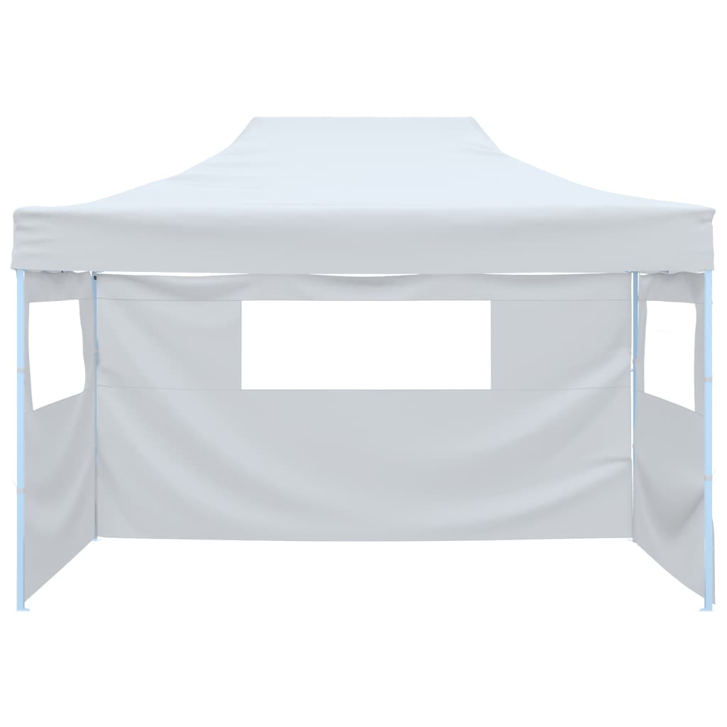 Profi-Partyzelt Faltbar mit 3 Seitenwänden 280x410x315 cm Stahl Weiß