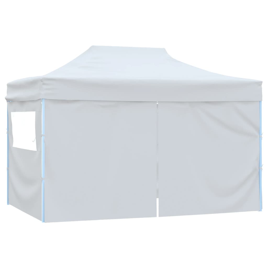 Profi-Partyzelt Faltbar mit 4 Seitenwänden 280x410x315 cm Stahl Weiß