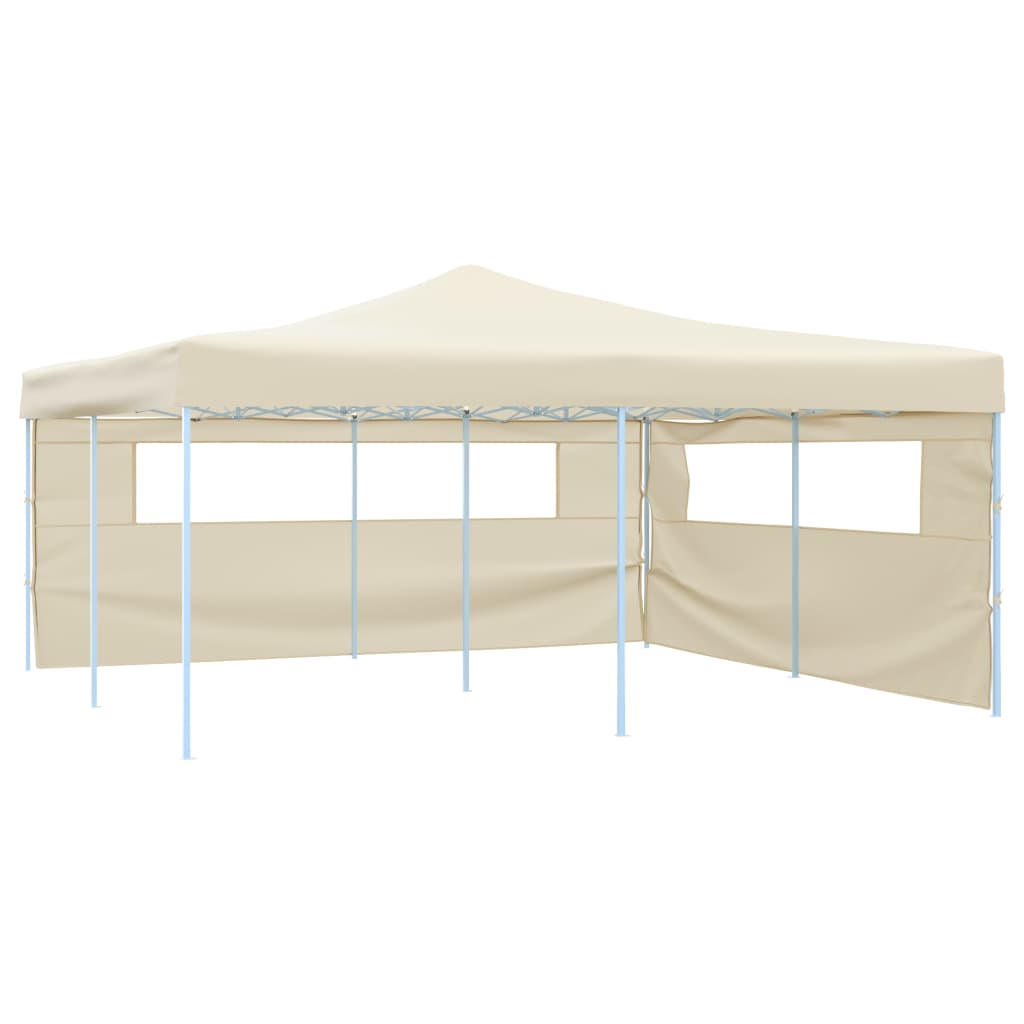 Faltpavillon mit 2 Seitenwänden 5x5 m Creme