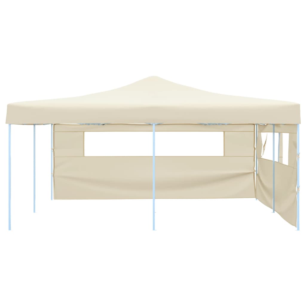 Faltpavillon mit 2 Seitenwänden 5x5 m Creme