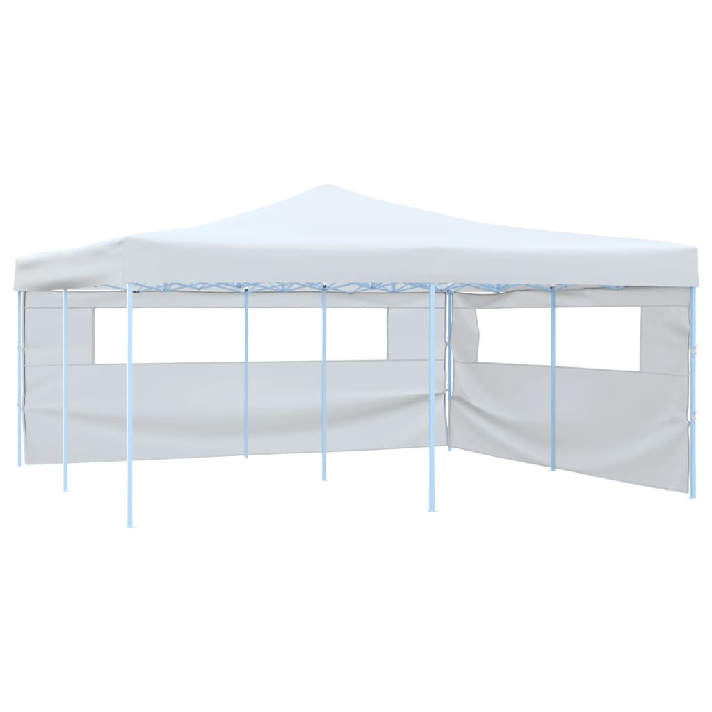 Faltpavillon mit 2 Seitenwänden 5x5 m Weiß