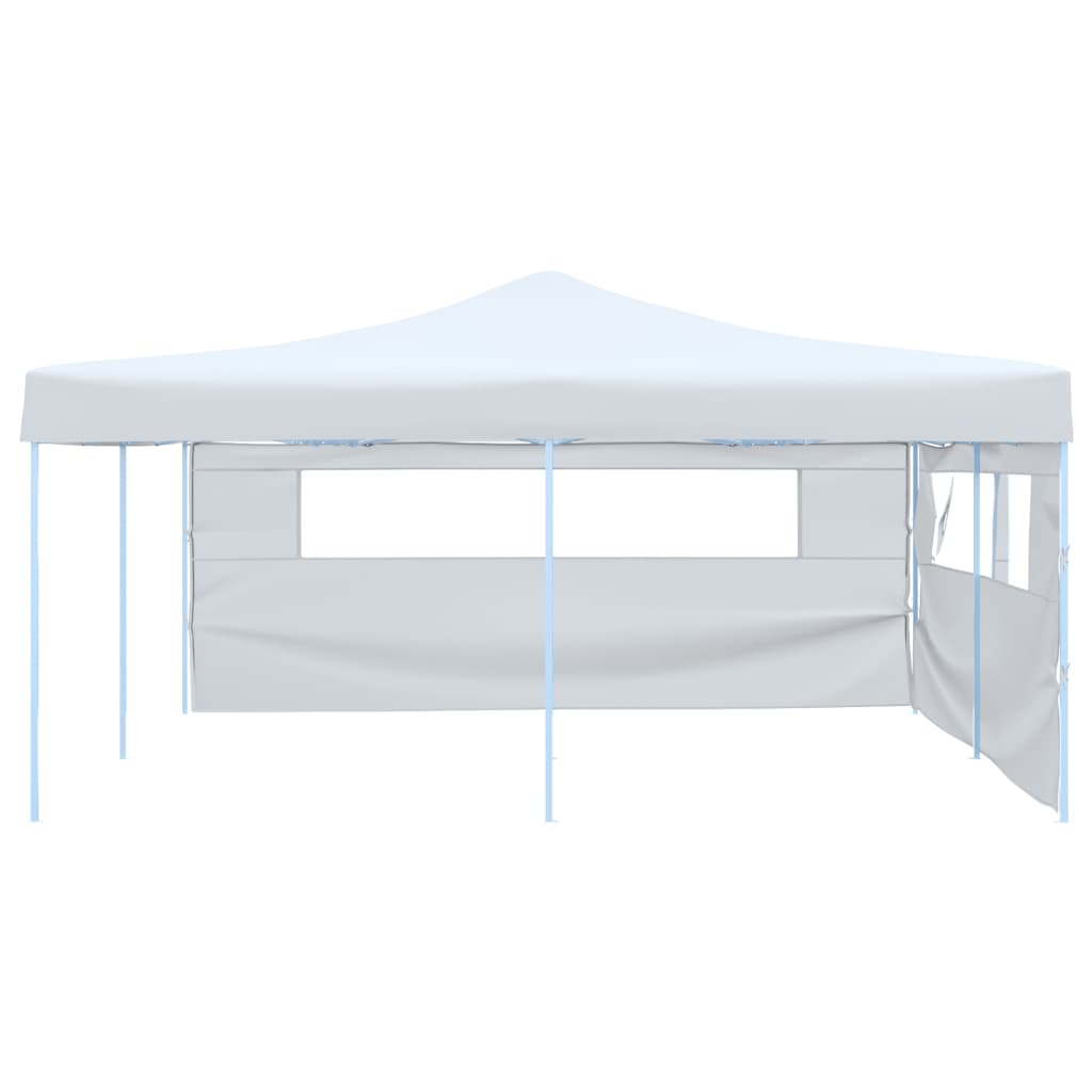 Faltpavillon mit 2 Seitenwänden 5x5 m Weiß