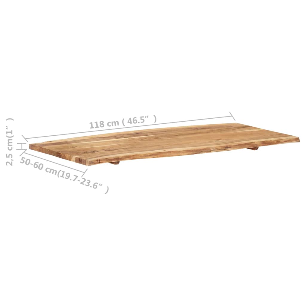 Tischplatte Massivholz Akazie 118x(50-60)x2,5 cm