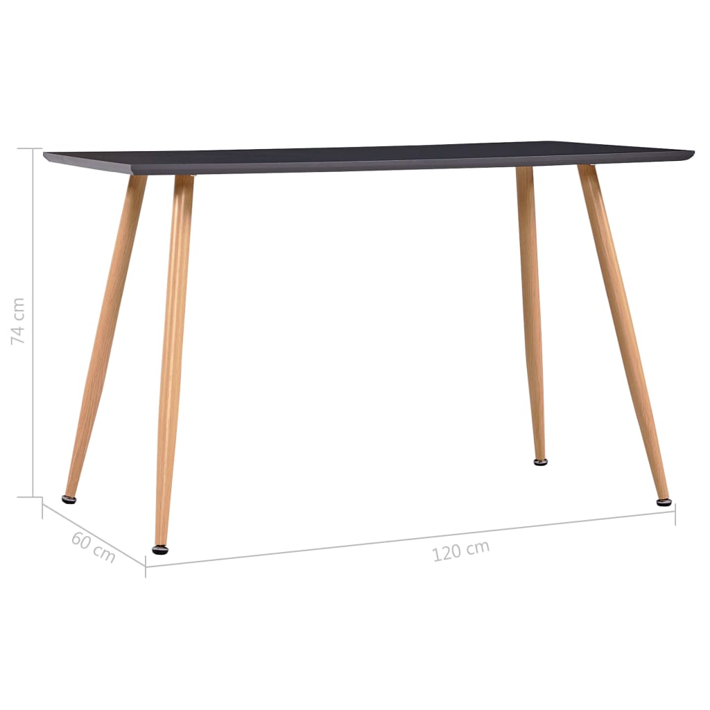 Table à manger grise et chêne 120×60×74 cm MDF