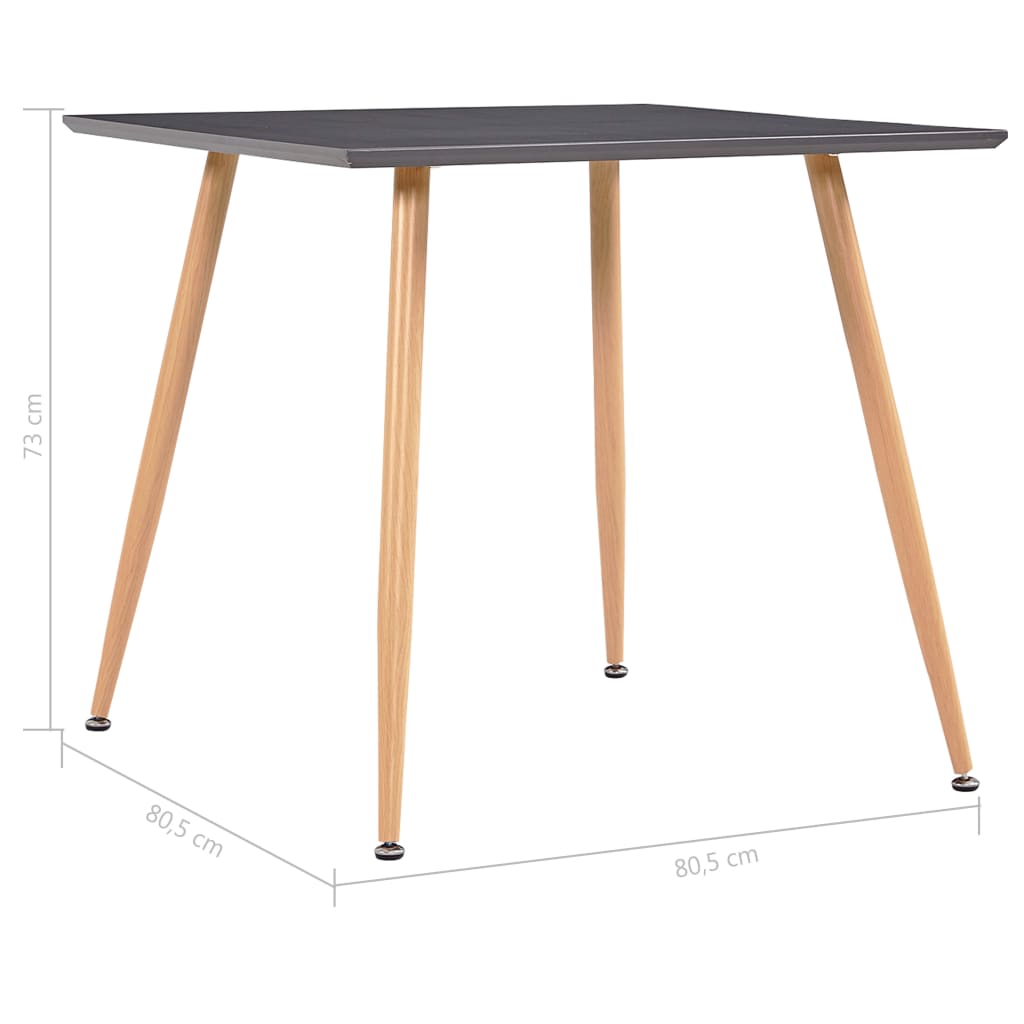 Table à manger grise et chêne 80,5x80,5x73 cm MDF