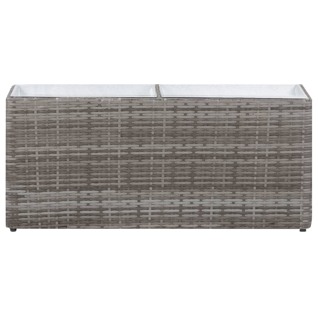 Garden raised bed with 2 pots 90 x 20 x 40 cm poly rattan grey