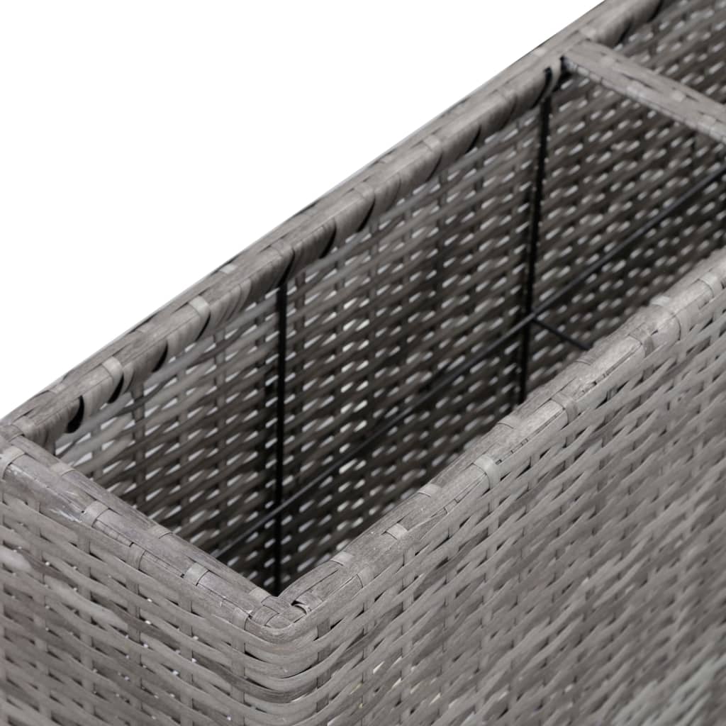 Garden raised bed with 2 pots 90 x 20 x 40 cm poly rattan grey