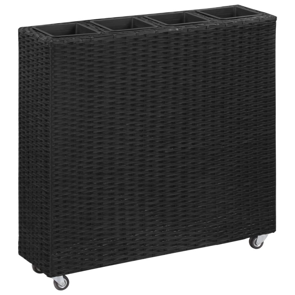 Garden raised bed with 4 pots 80x22x79 cm poly rattan black