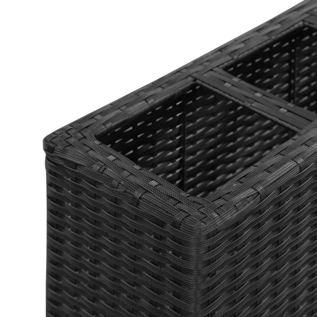 Garden raised bed with 4 pots 80x22x79 cm poly rattan black