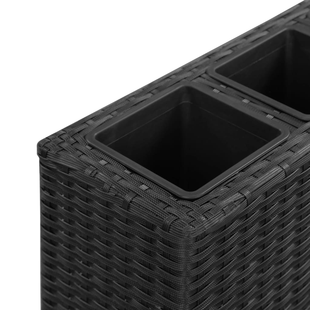 Garden raised bed with 4 pots 80x22x79 cm poly rattan black
