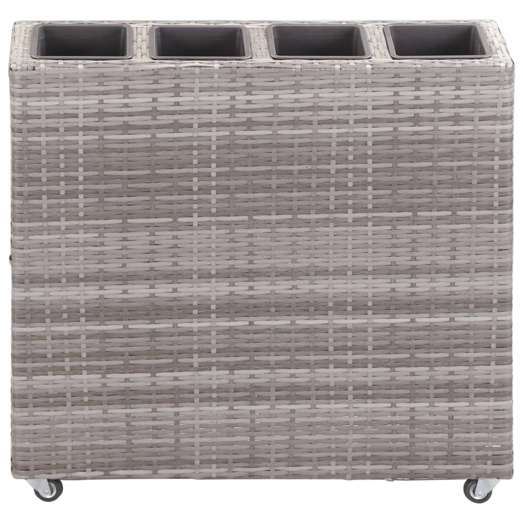 Garten-Hochbeet mit 4 Töpfen 80x22x79 cm Poly Rattan Grau