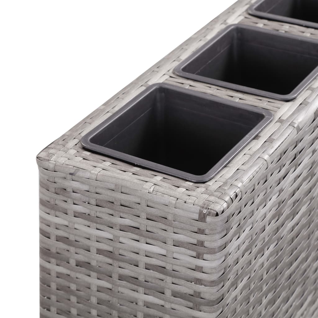 Garten-Hochbeet mit 4 Töpfen 80x22x79 cm Poly Rattan Grau