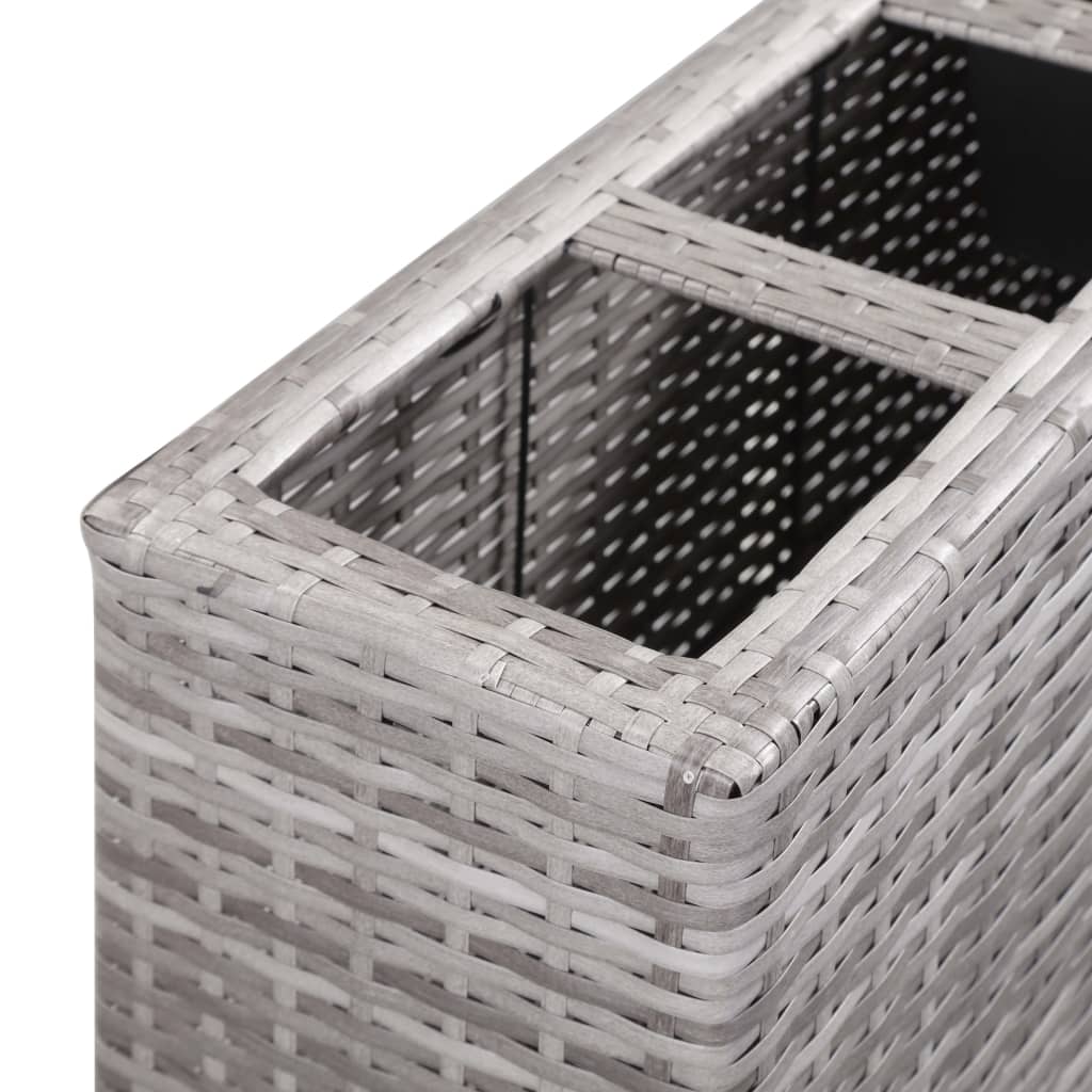 Garten-Hochbeet mit 4 Töpfen 80x22x79 cm Poly Rattan Grau