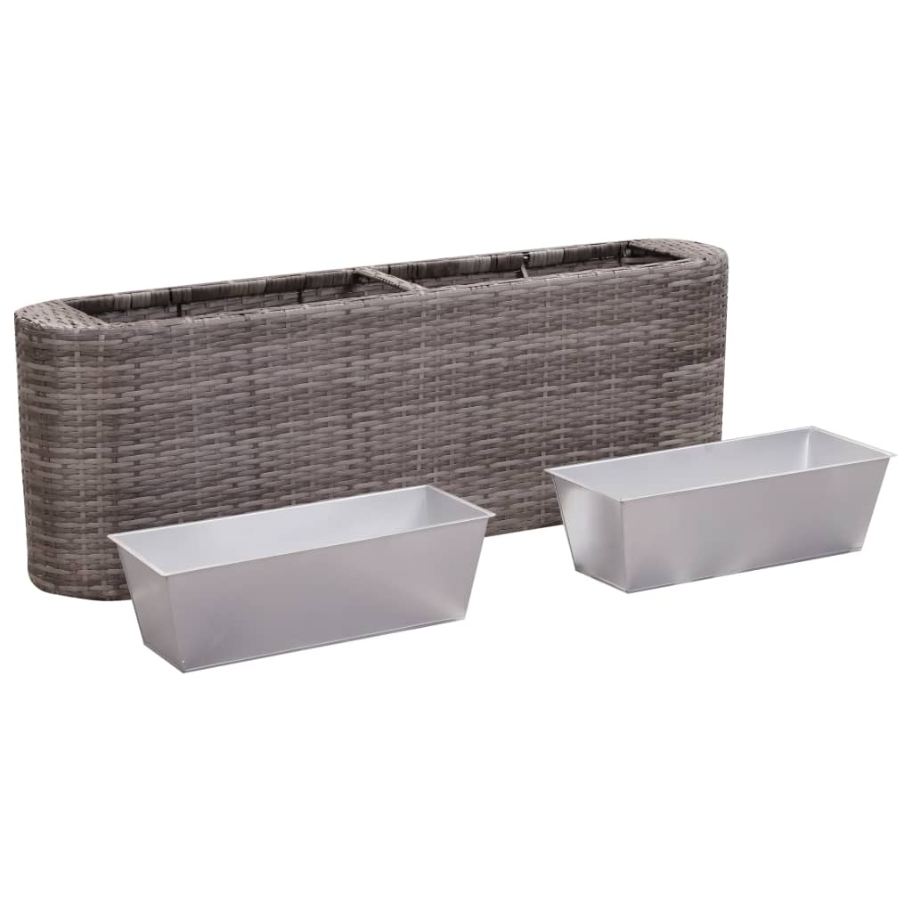 Garden raised bed 120x24x40cm poly rattan grey