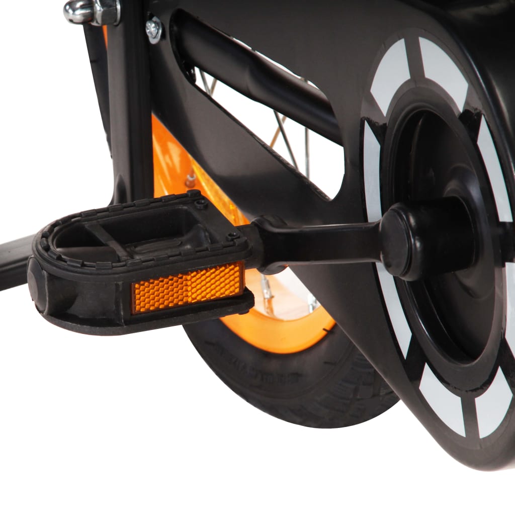 Kinderfahrrad mit Frontgepäckträger 14 Zoll Schwarz und Orange