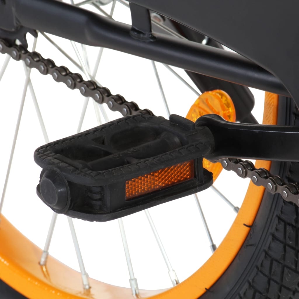 Kinderfahrrad mit Frontgepäckträger 18 Zoll Schwarz und Orange