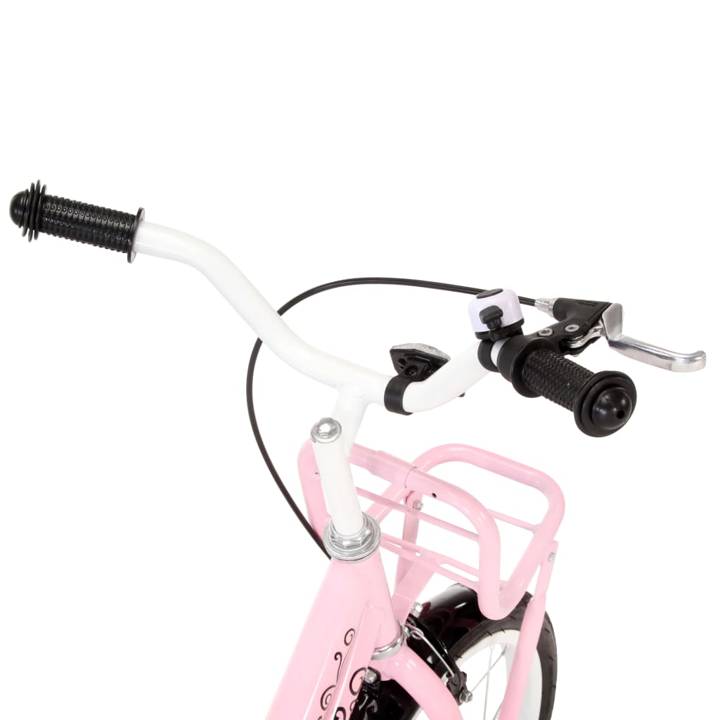 Kinderfahrrad mit Frontgepäckträger 12 Zoll Weiß und Rosa