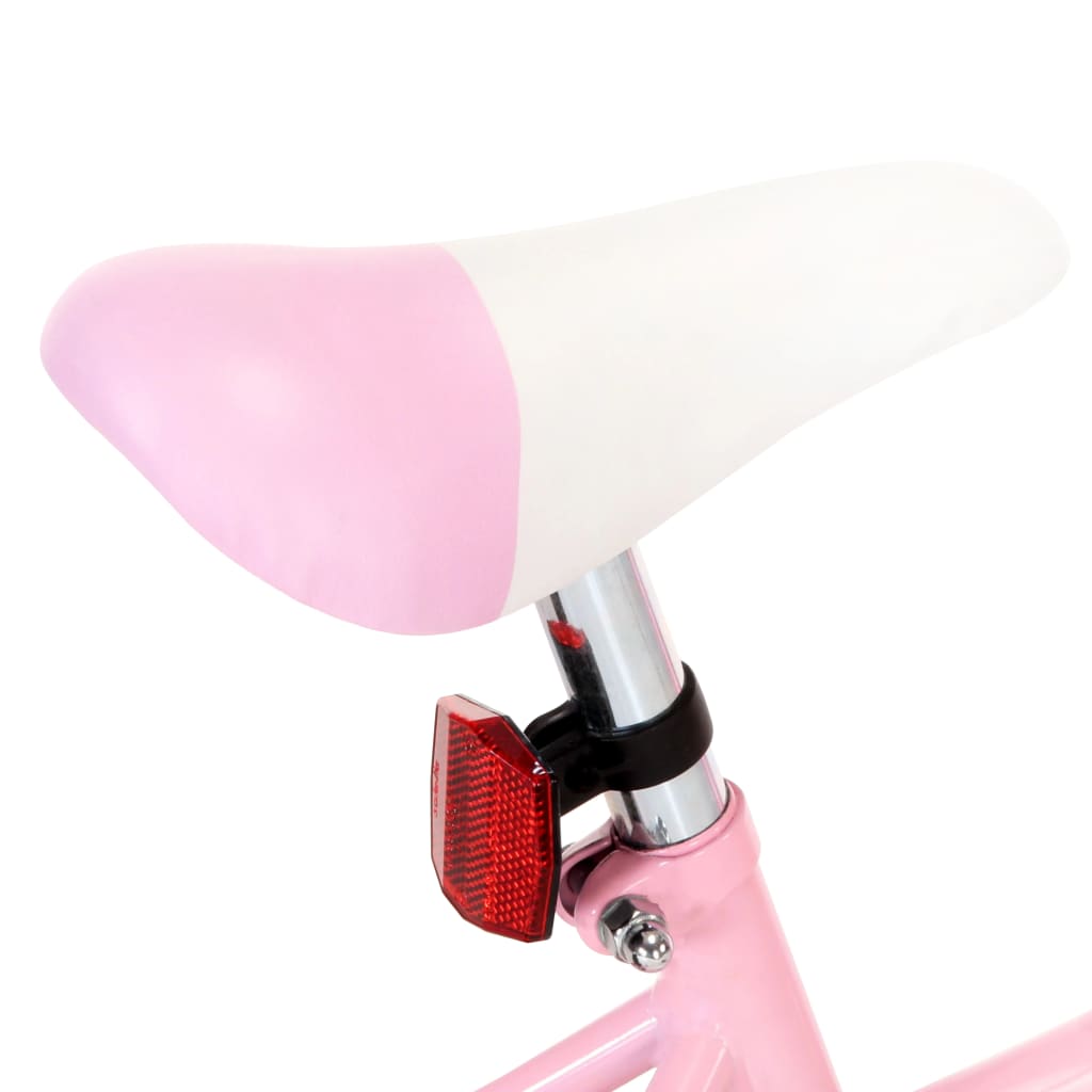 Kinderfahrrad mit Frontgepäckträger 12 Zoll Weiß und Rosa