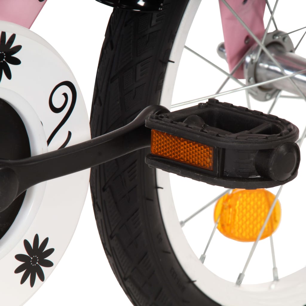Kinderfahrrad mit Frontgepäckträger 12 Zoll Weiß und Rosa