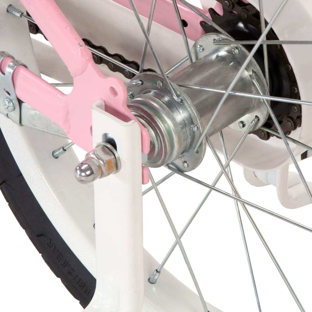 Kinderfahrrad mit Frontgepäckträger 12 Zoll Weiß und Rosa