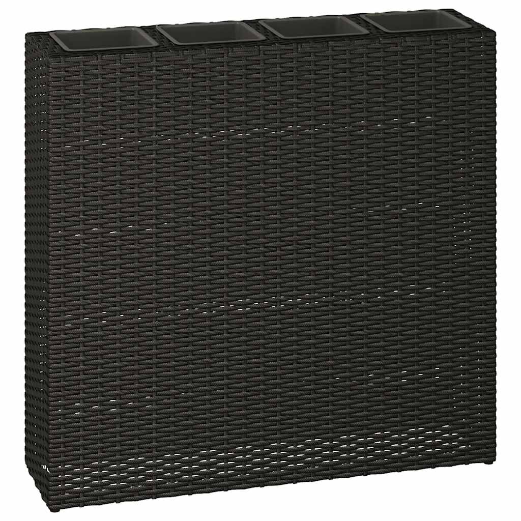 Garten-Hochbeet mit 4 Töpfen 2 Stk. Poly Rattan Schwarz
