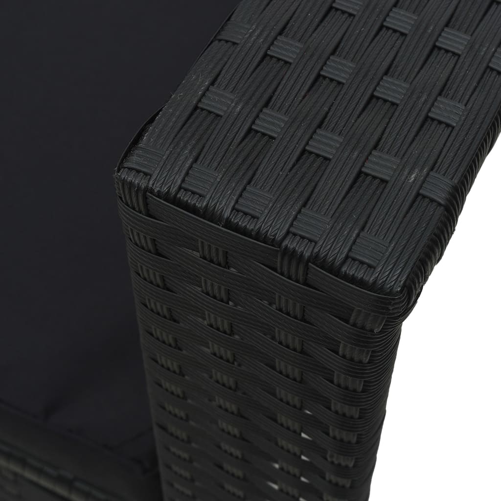 6-piece garden lounge set with cushions poly rattan black