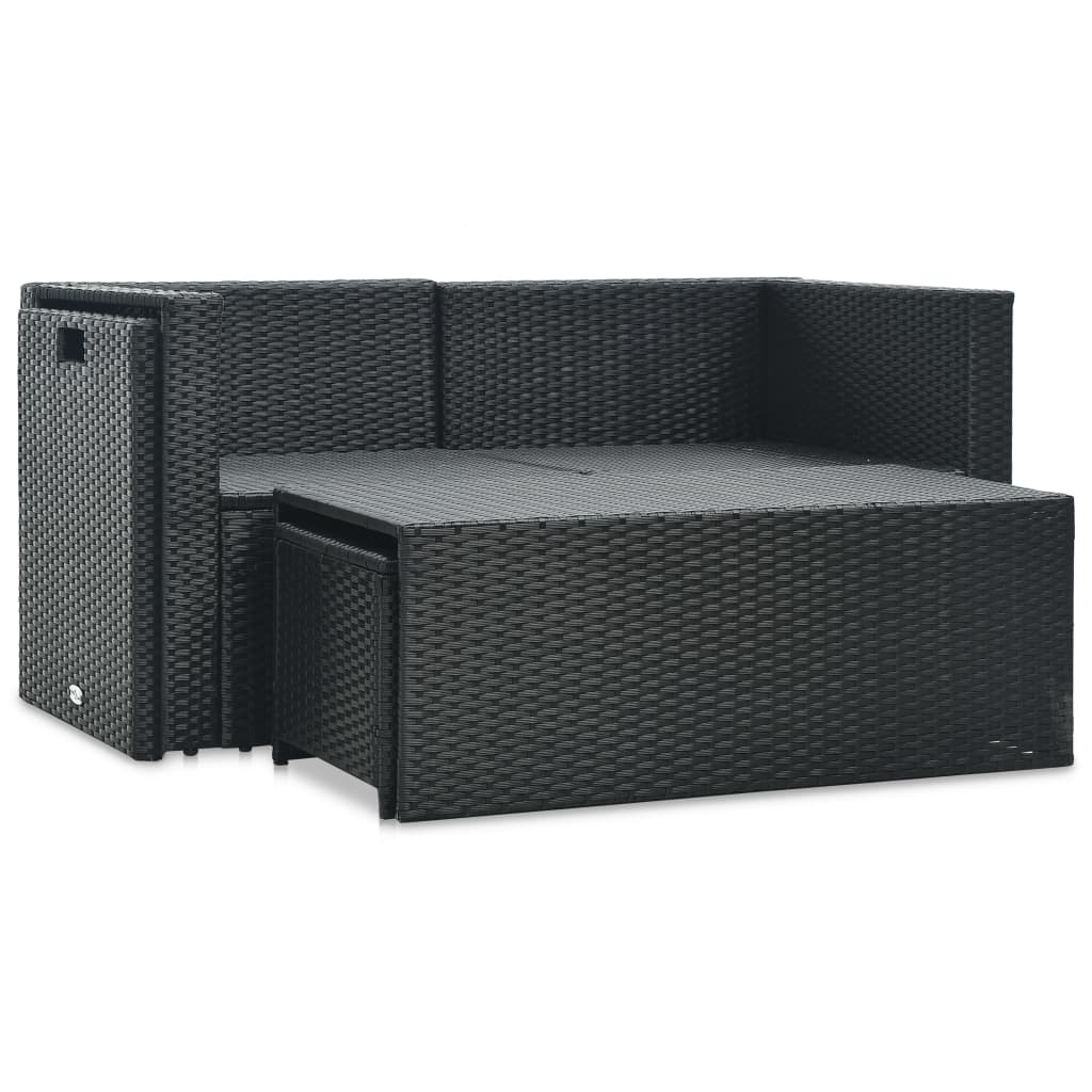 6-piece garden lounge set with cushions poly rattan black