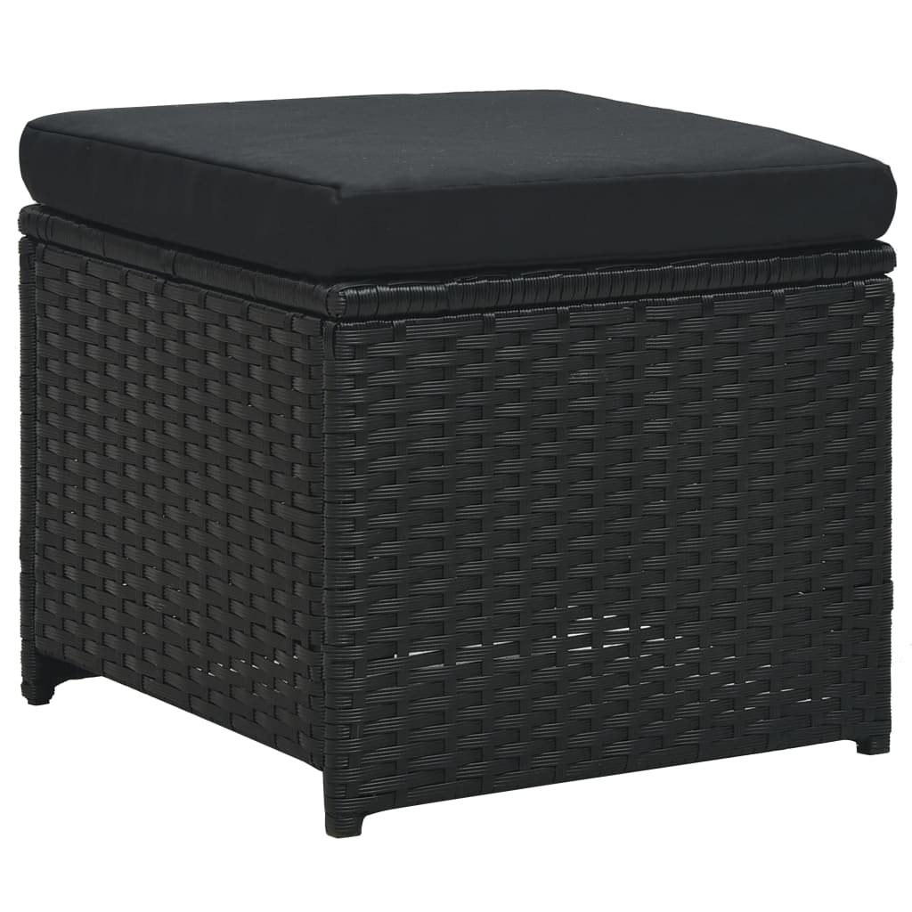 6-piece garden lounge set with cushions poly rattan black