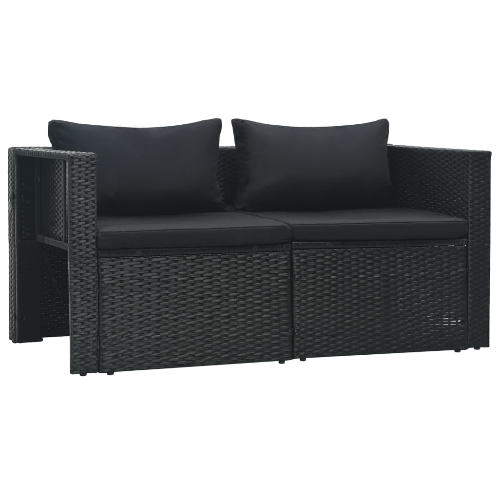 6-piece garden lounge set with cushions poly rattan black