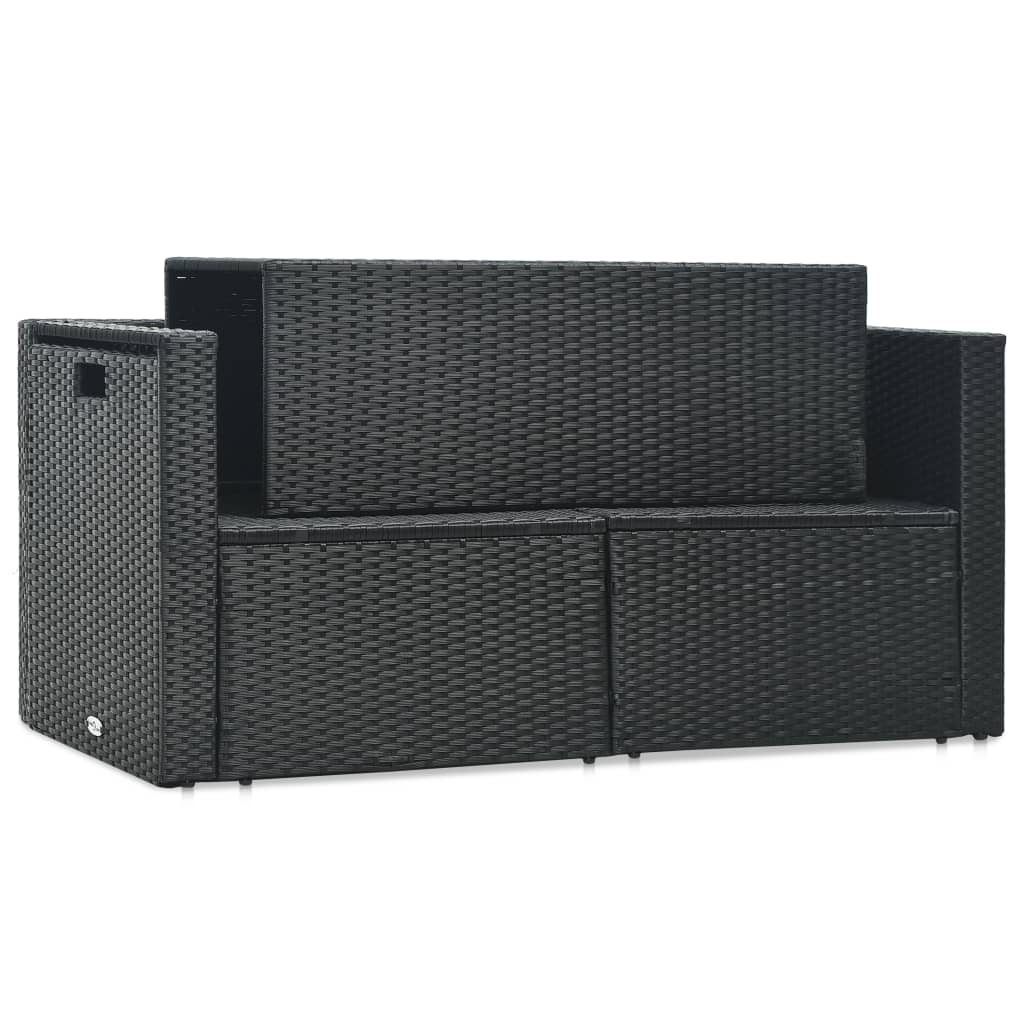 6-piece garden lounge set with cushions poly rattan black