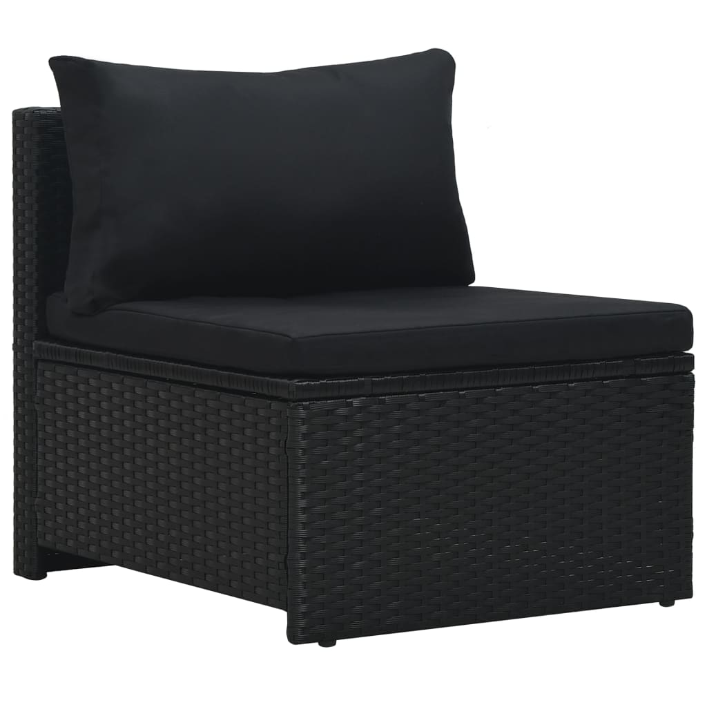 6-piece garden lounge set with cushions poly rattan black