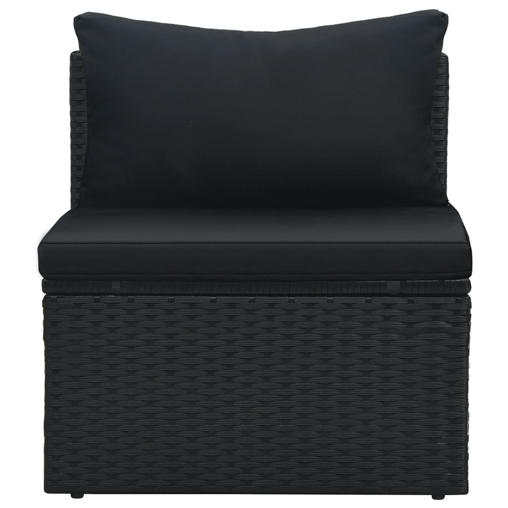 6-piece garden lounge set with cushions poly rattan black