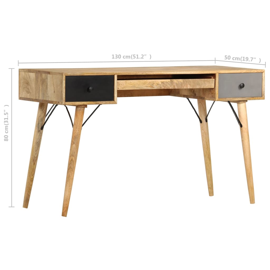 Schreibtisch mit Schubladen 130 x 50 x 80 cm Massivholz Mango