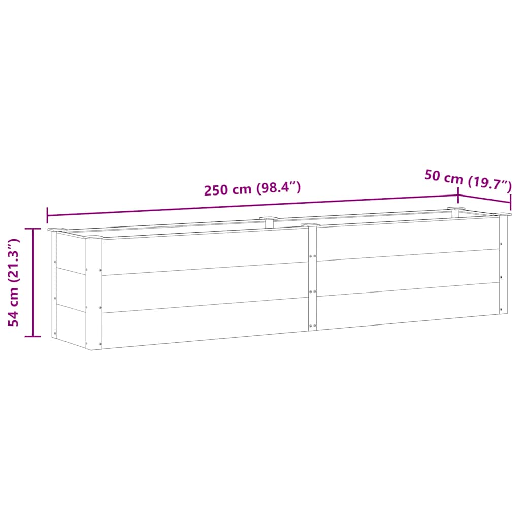 Garden Raised Bed 250 x 50 x 54 cm WPC Grey