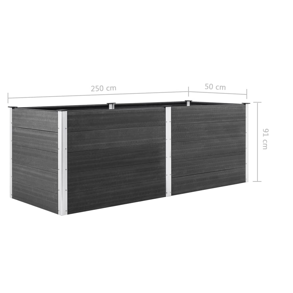 Garden Raised Bed 250 x 50 x 91 cm WPC Grey