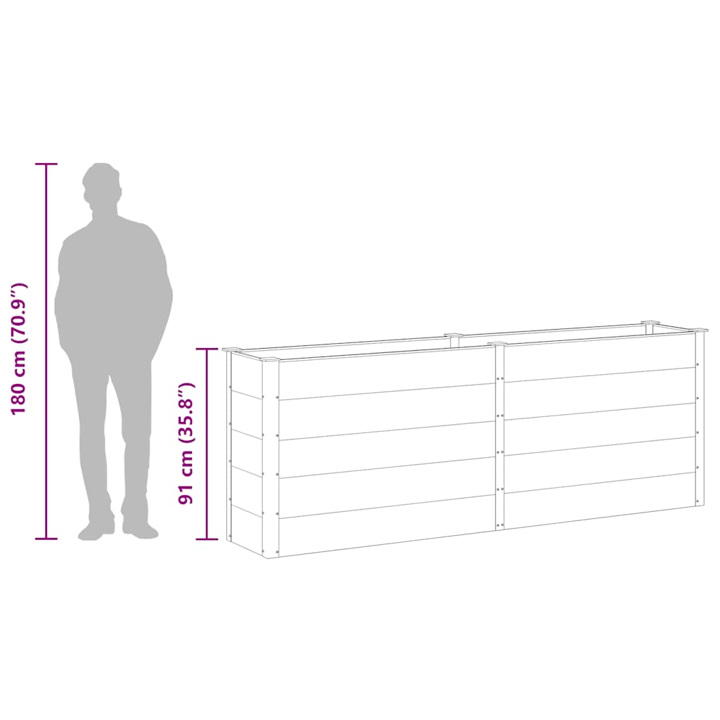 Garden Raised Bed 250 x 50 x 91 cm WPC Grey