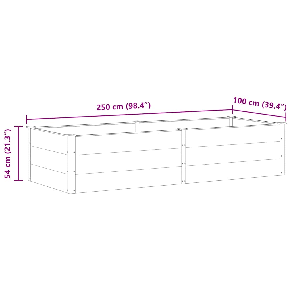 Garden Raised Bed 250 x 100 x 54 cm WPC Grey
