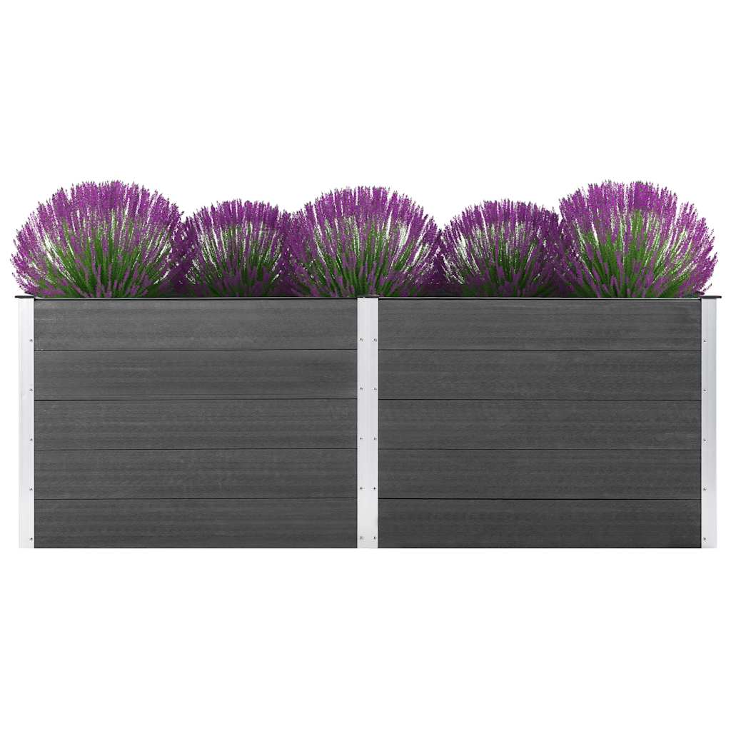 Garden raised bed 250 x 100 x 91 cm WPC grey