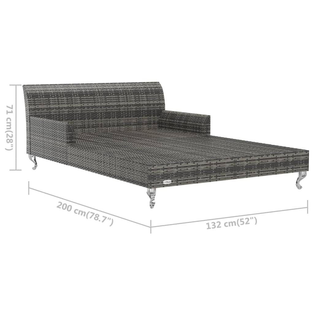 2-Personen-Sonnenliege mit Auflagen Poly Rattan Grau