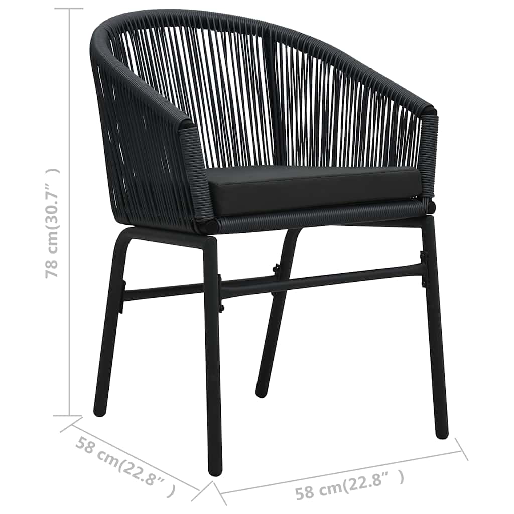 3-tlg. Bistro-Set mit Kissen PE-Rattan Schwarz