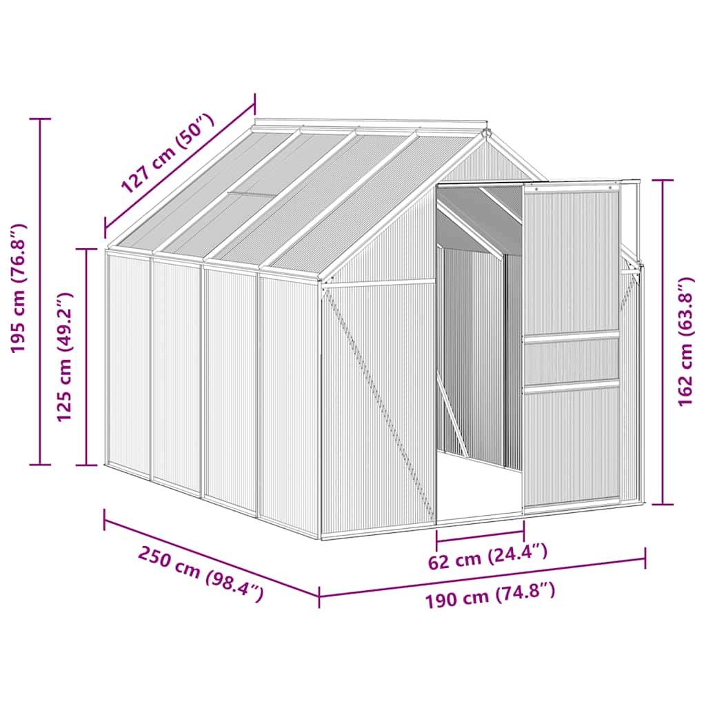 Gewächshaus Anthrazit Aluminium 4,75 m²