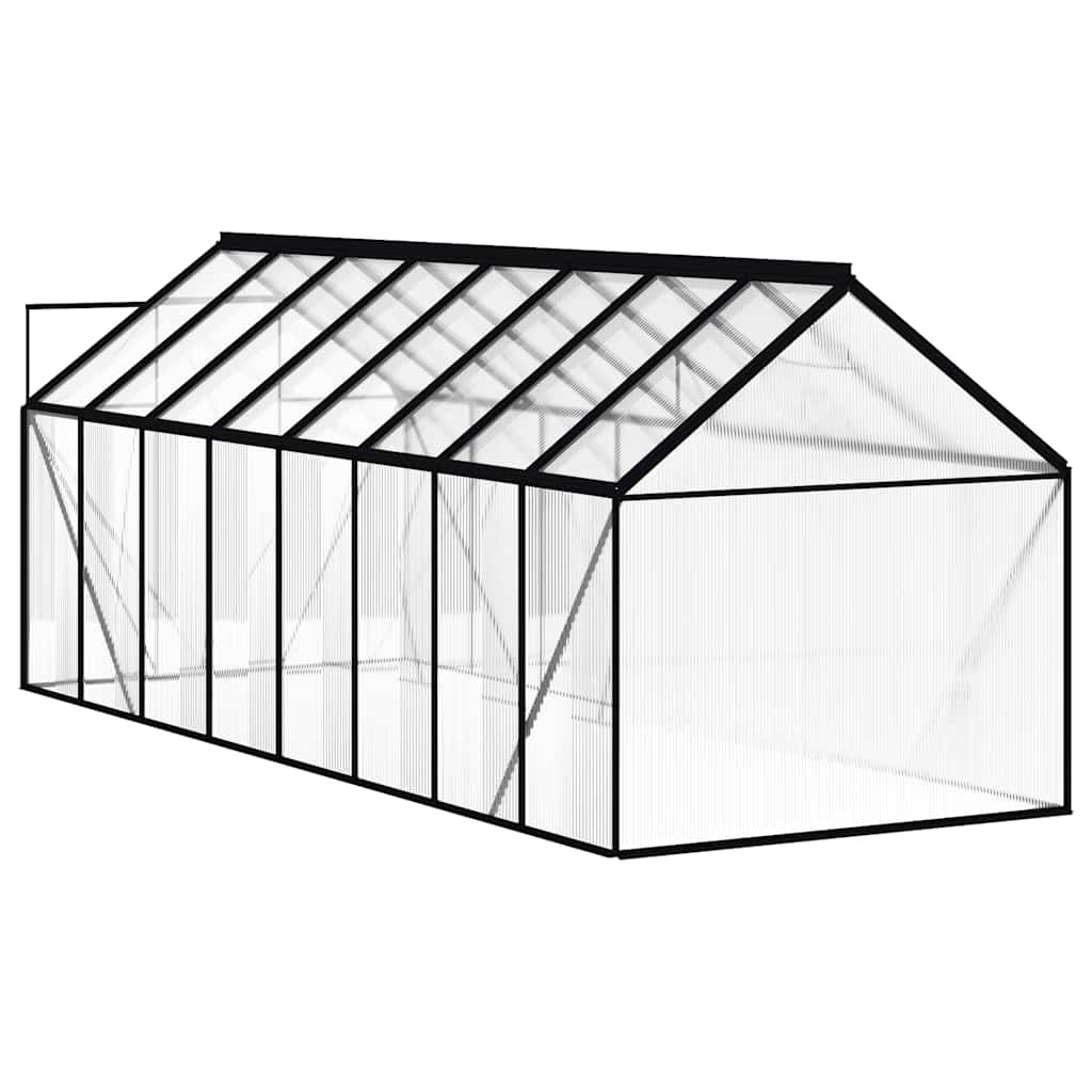 Gewächshaus mit Fundament Anthrazit Aluminium 9,31 m²