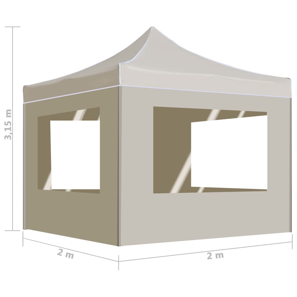 Professional Party Tent Foldable with Walls Aluminum 2×2m Cream