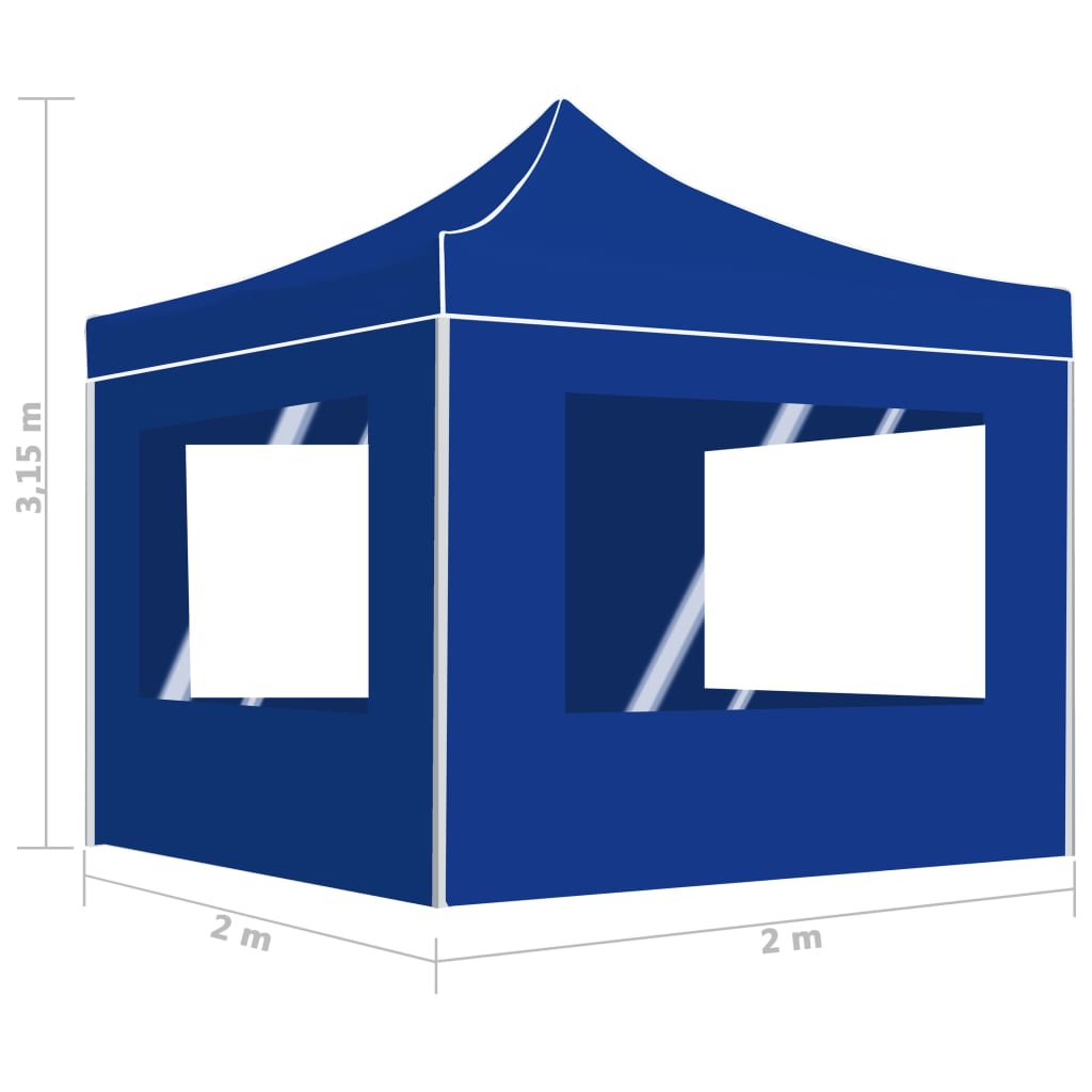 Professional Party Tent Foldable with Walls Aluminum 2×2m Blue