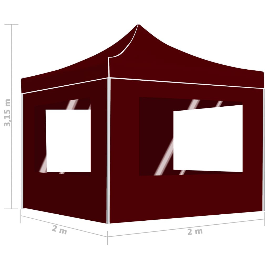 Professional Party Tent Foldable with Walls Aluminium 2×2m Bordeaux Red