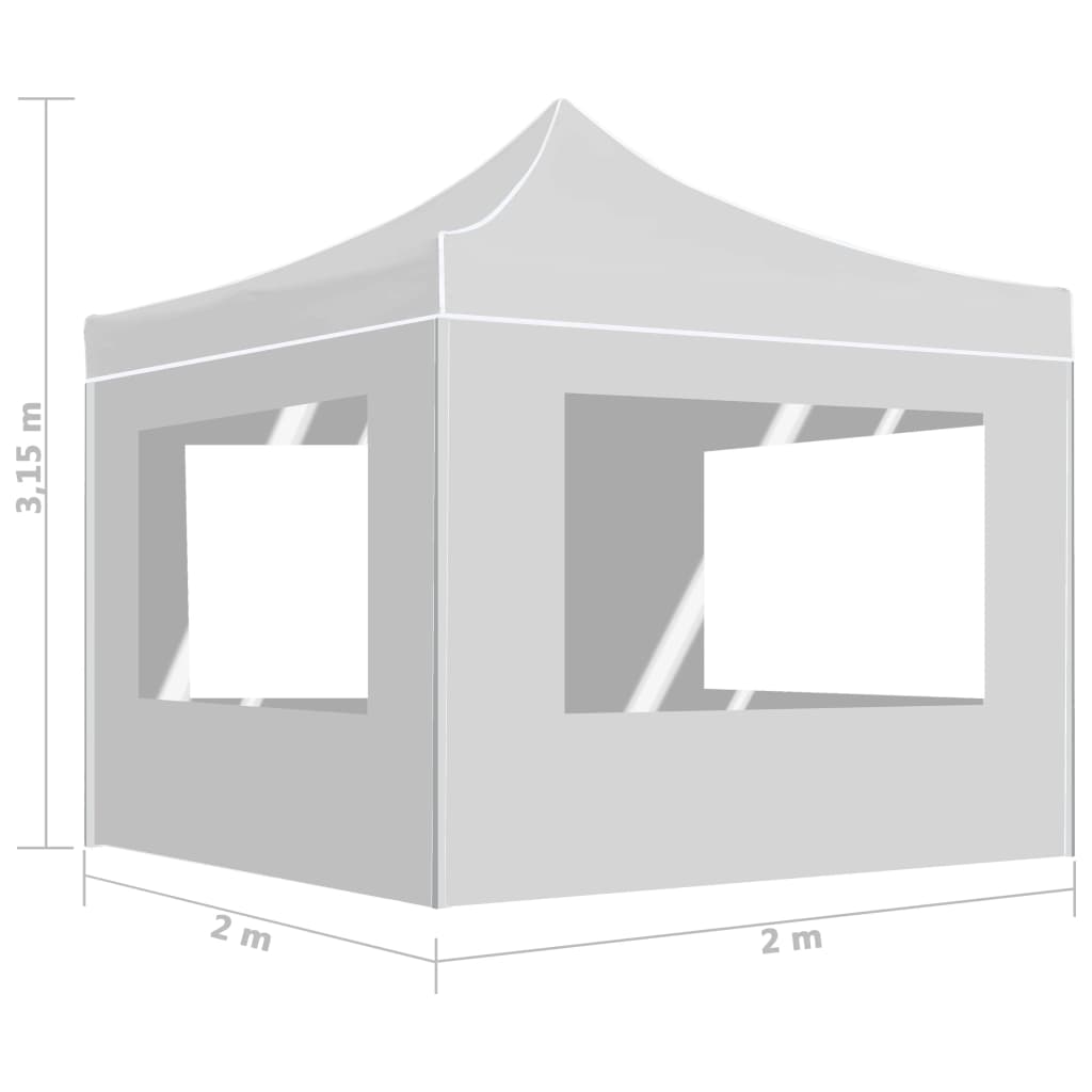 Professional Party Tent Foldable with Walls Aluminum 2×2m White