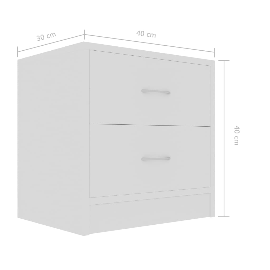 Bedside Table White 40x30x40 cm Wood Material